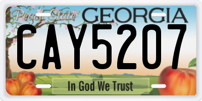 GA license plate CAY5207