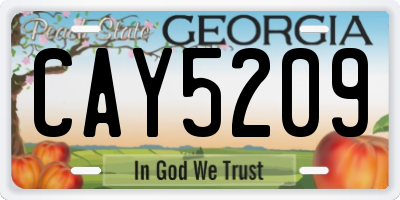 GA license plate CAY5209