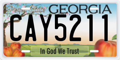 GA license plate CAY5211