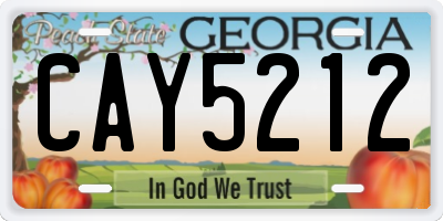GA license plate CAY5212