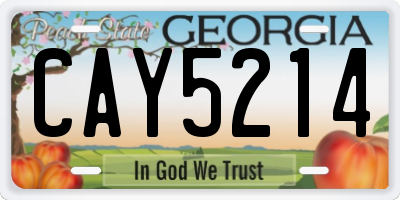 GA license plate CAY5214
