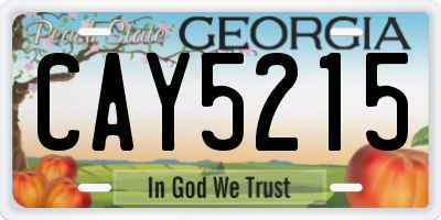 GA license plate CAY5215