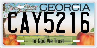 GA license plate CAY5216