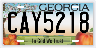 GA license plate CAY5218