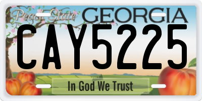 GA license plate CAY5225