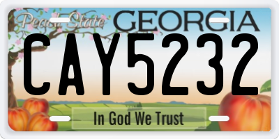 GA license plate CAY5232