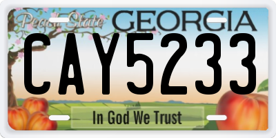 GA license plate CAY5233