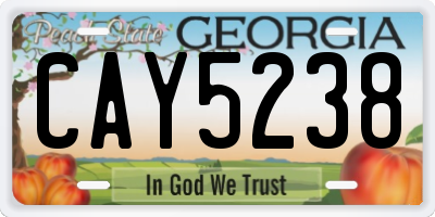 GA license plate CAY5238