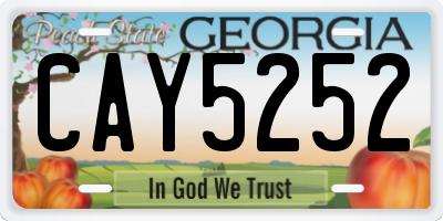 GA license plate CAY5252