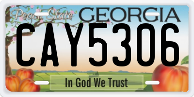 GA license plate CAY5306