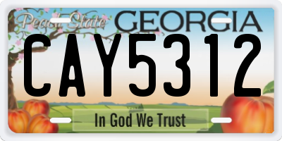 GA license plate CAY5312