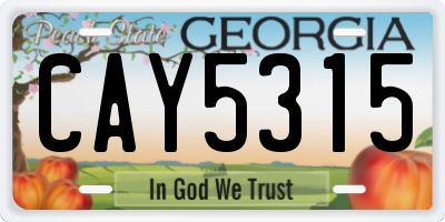 GA license plate CAY5315