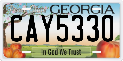 GA license plate CAY5330