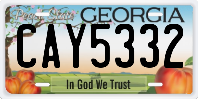 GA license plate CAY5332