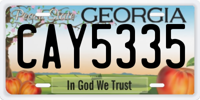 GA license plate CAY5335