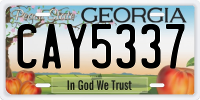 GA license plate CAY5337