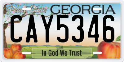 GA license plate CAY5346