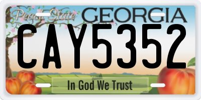 GA license plate CAY5352