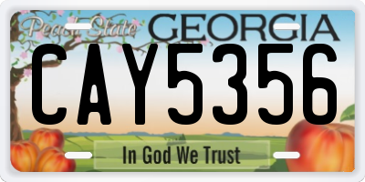 GA license plate CAY5356