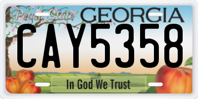 GA license plate CAY5358