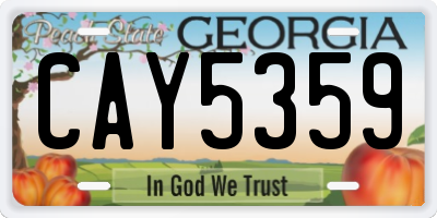 GA license plate CAY5359