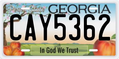 GA license plate CAY5362