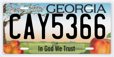 GA license plate CAY5366