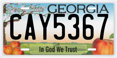GA license plate CAY5367