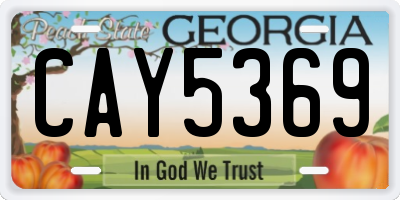 GA license plate CAY5369