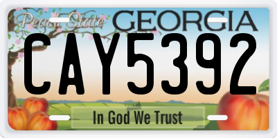 GA license plate CAY5392