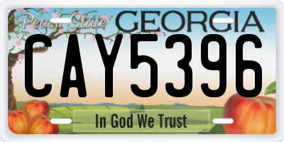 GA license plate CAY5396