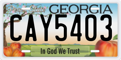 GA license plate CAY5403