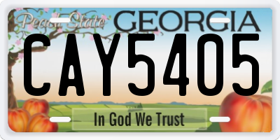 GA license plate CAY5405