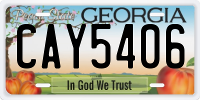 GA license plate CAY5406