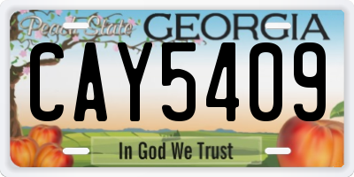 GA license plate CAY5409