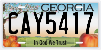GA license plate CAY5417