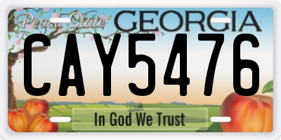 GA license plate CAY5476
