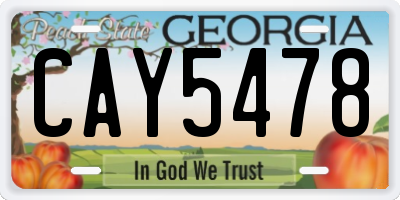GA license plate CAY5478