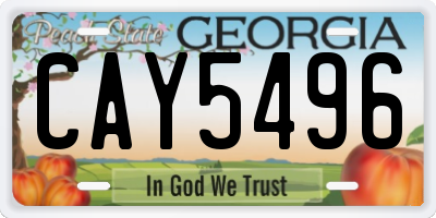 GA license plate CAY5496