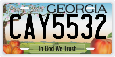 GA license plate CAY5532
