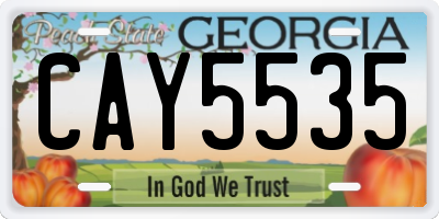 GA license plate CAY5535