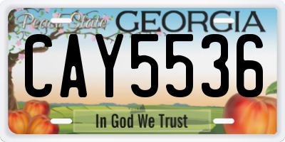 GA license plate CAY5536