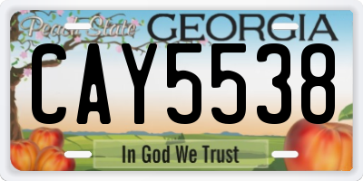 GA license plate CAY5538