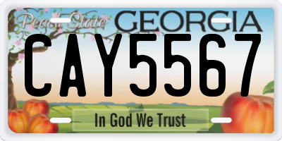 GA license plate CAY5567