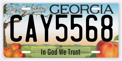 GA license plate CAY5568