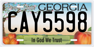 GA license plate CAY5598