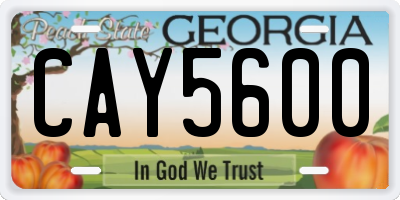 GA license plate CAY5600