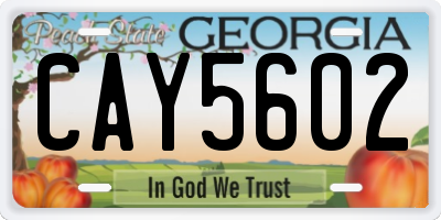 GA license plate CAY5602