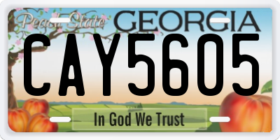 GA license plate CAY5605