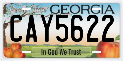 GA license plate CAY5622